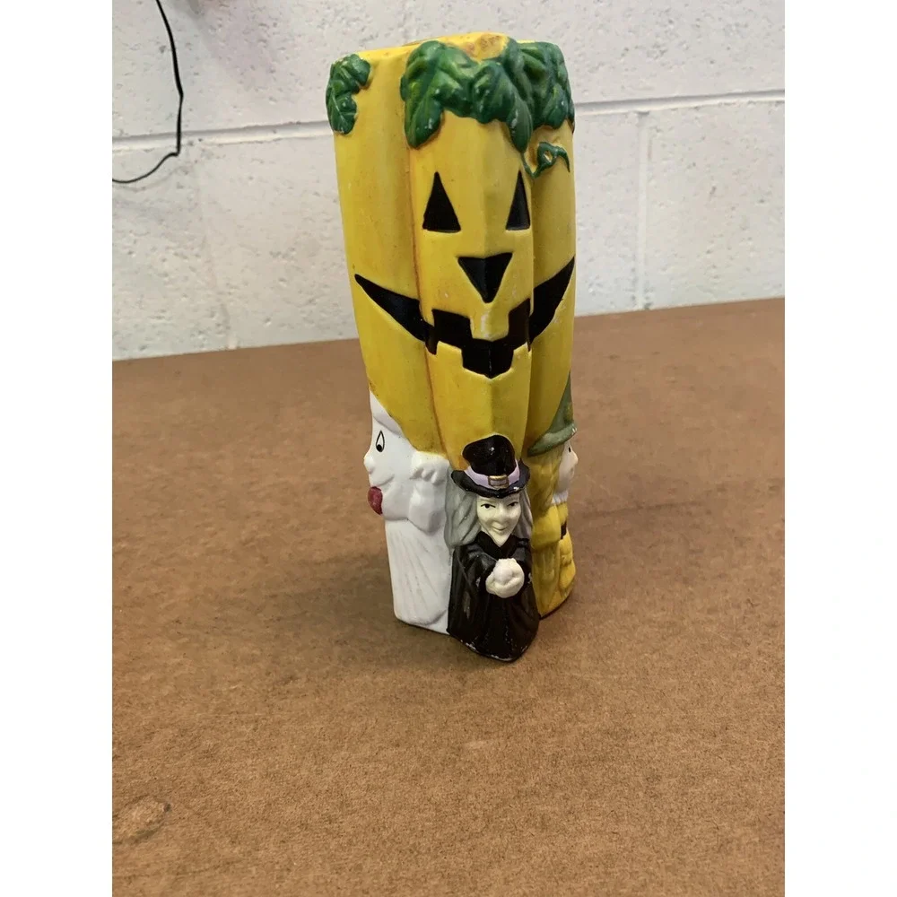 Vintage Halloween 7 Inch‎ Candle Holder Ghost Pumpkin Witch